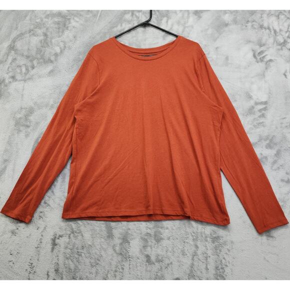 Time and Tru Top Womens XL (16-18) Rust Brown Long Sleeve Cotton Tee Stretch - Picture 1 of 9